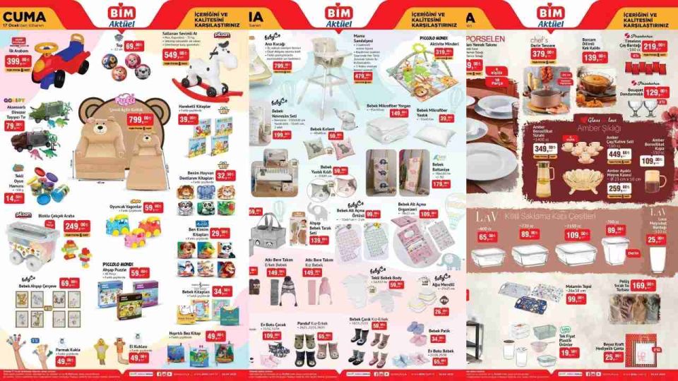 BİM 17 Ocak Cuma aktüel ürün indirimi; Televizyon, hamur yoğurma makinesi, oyuncak, nevresim