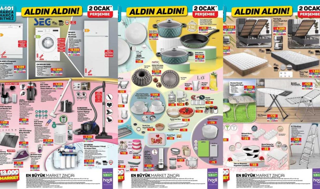 A101, 2025 yılının ikinci gününde müşterilerine sunacağı indirimli ürünleri ve