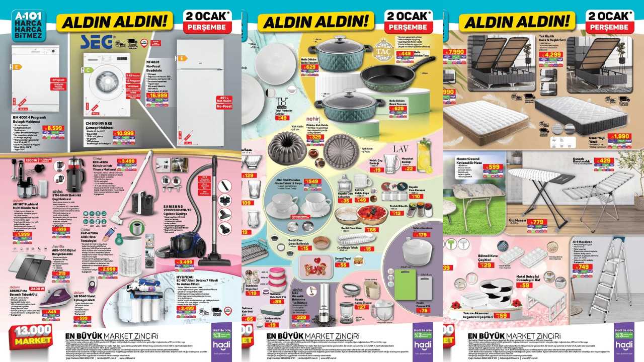 A101, 2025 yılının ikinci gününde müşterilerine sunacağı indirimli ürünleri ve