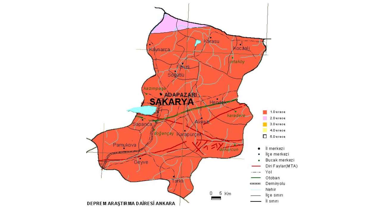 Sakarya deprem risk haritası 2025