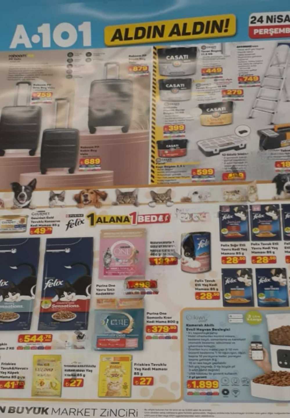 A101 24 Nisan 2025 Perşembe aktüel ürünler* Beyaz eşya, spor aletleri aldın alın indirimine giriyor