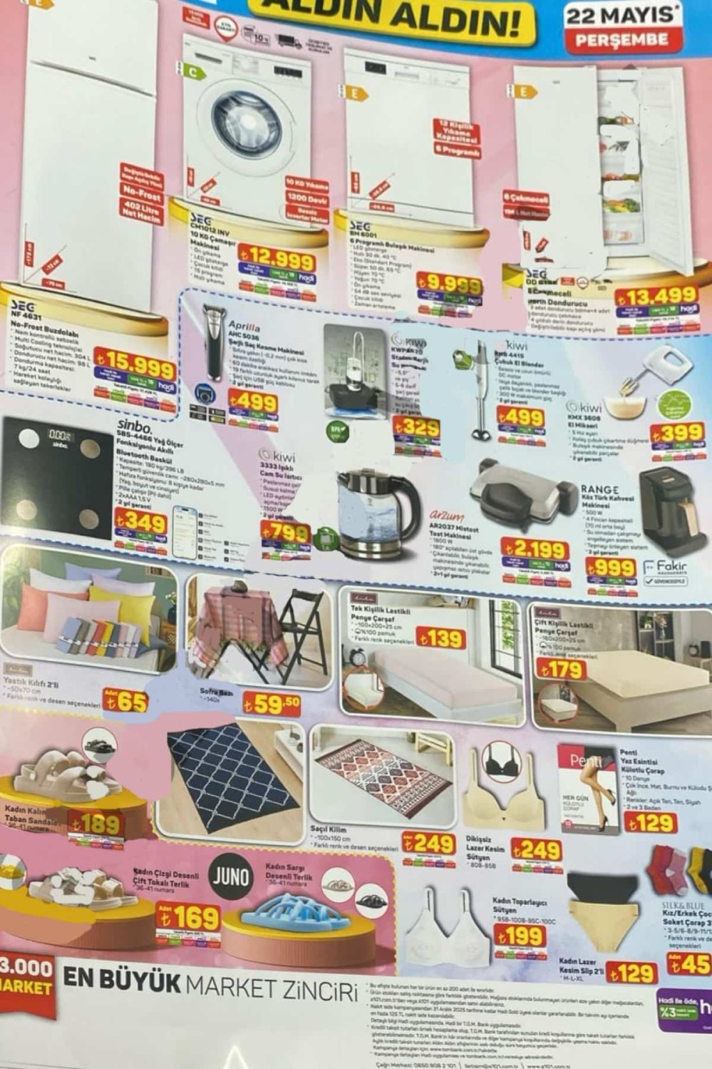 A101 22 Mayıs 2025 aktüel kataloğu ; TV, beyaz eşya ve yüzlerce üründe büyük indirim fırsatları!