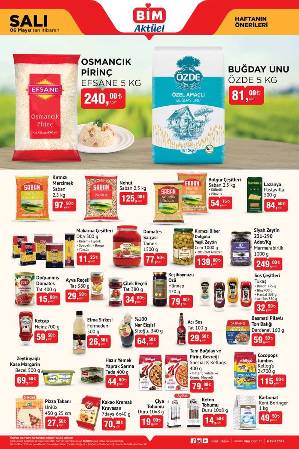 BİM 6 Mayıs aktüel ürünler tam liste ; Mercimek, makarna, salça, buğday unu indirime girdi